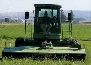 Hunter and Grandpa in discbine